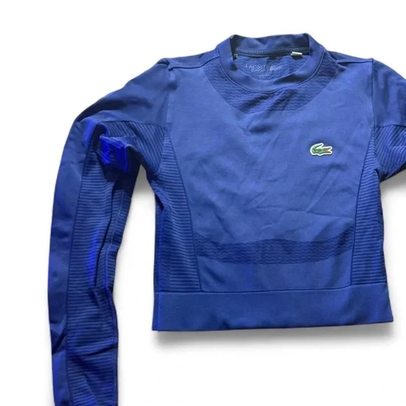 Lacoste Women’s Seamless Open Back Sports Top in Navy Blue - Picture 3 of 9